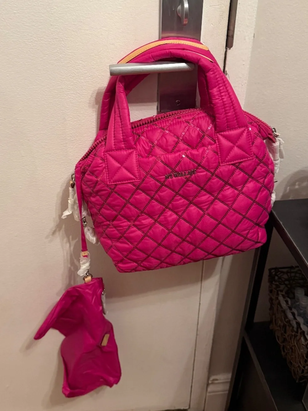 MZ Wallace Sutton Deluxe Size S Fuchsia with Sequin NWT - Picture 7 of 9